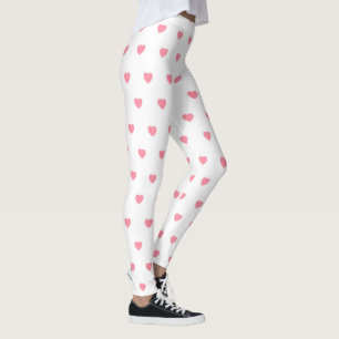 Leggings Rosa claro con corazones blancos de San Valentín