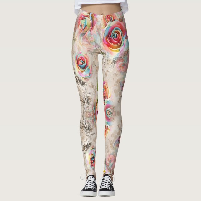 Leggings Rosa colorido y estampado floral (Anverso)