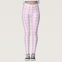 Leggings Rosa Con Anclas Náuticas Púrpura