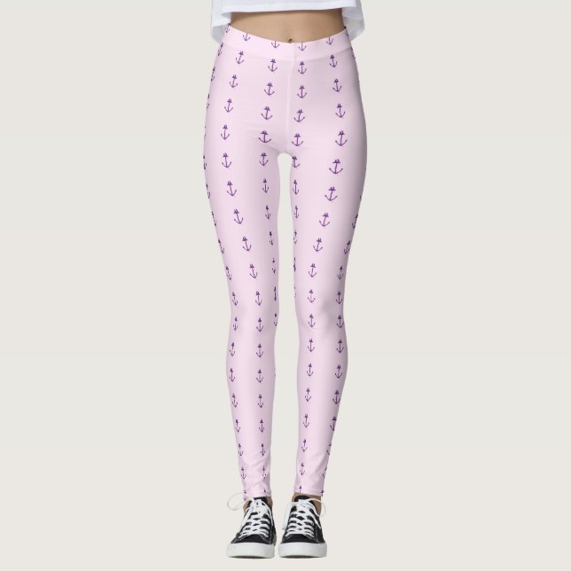 Leggings Rosa Con Anclas Náuticas Púrpura (Anverso)