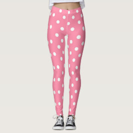 Leggings Rosa con puntos de polka blanco
