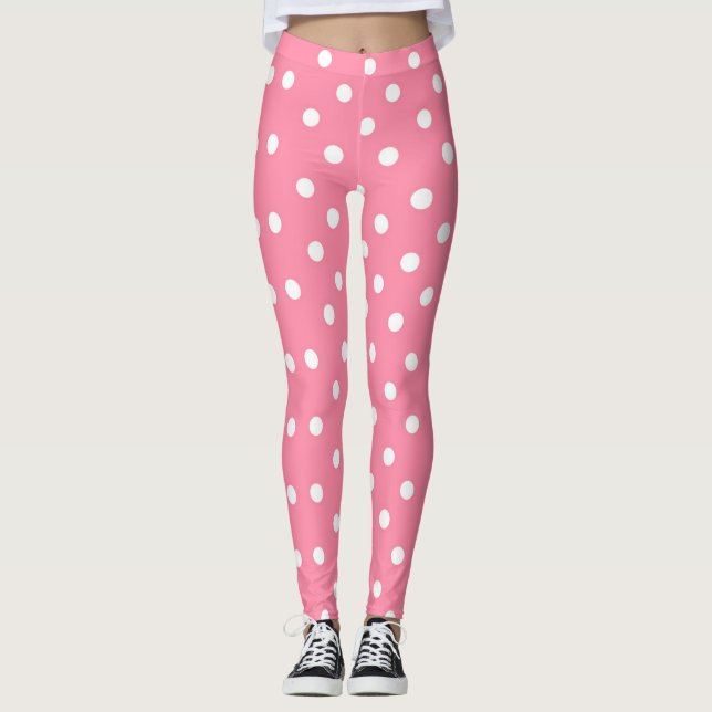 Leggings Rosa con puntos de polka blanco (Anverso)