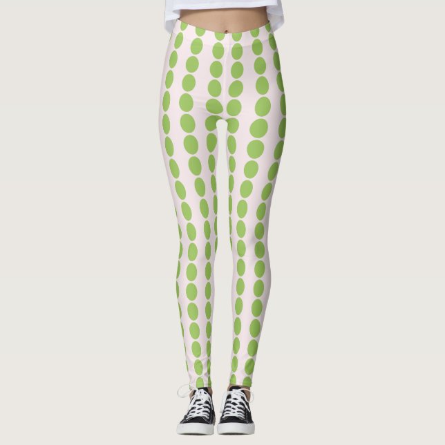 Leggings Rosa con puntos verdes de polka (Anverso)