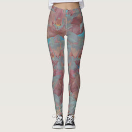 Leggings Rosa de acrílico floral del Pintura-Rosa