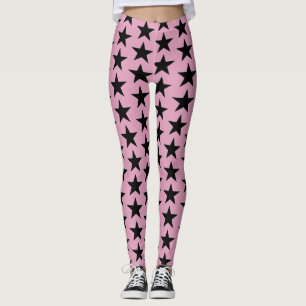 Leggings Rosa De Bubblegum Con Estrellas Negras