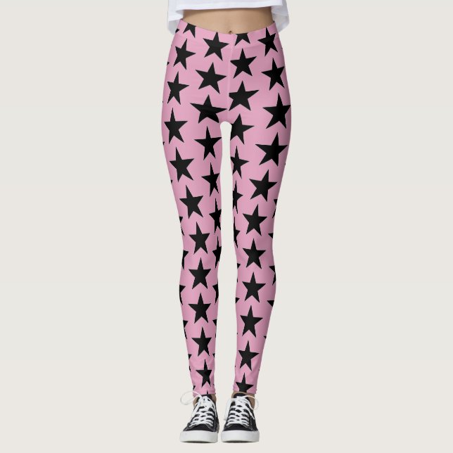 Leggings Rosa De Bubblegum Con Estrellas Negras (Anverso)