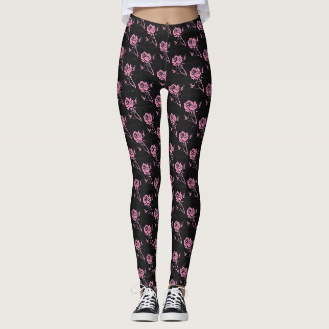 Leggings Rosa de carpintería rosada sobre fondo negro (Anverso)