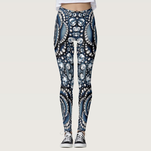 Leggings Rosa de diamantes y joyas de Denim Glam Bling (Anverso)