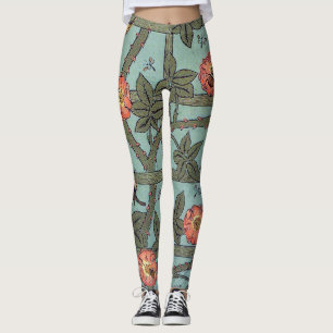 Leggings Rosa de escalada y pequeño pájaro, William Morris