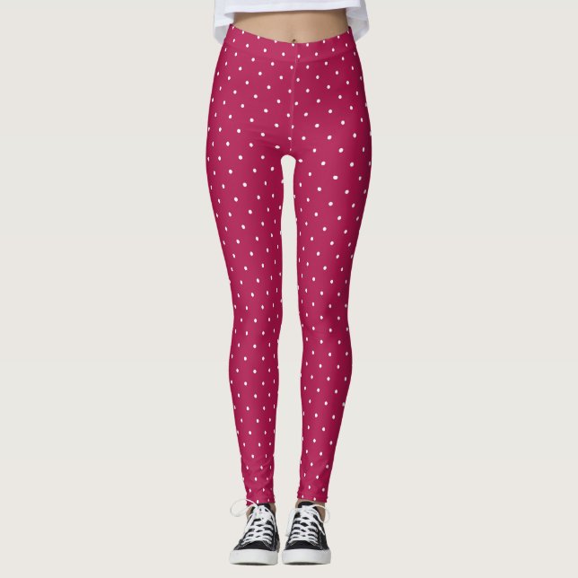 Leggings Rosa de frambuesa y puntos blancos (Anverso)