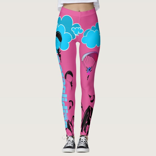Leggings Rosa de las polainas del paisaje del duendecillo (Anverso)