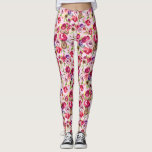 Leggings Rosa de Moda rosa acuarela Peony Floral<br><div class="desc">Hermosa magenta brillante y leggings florales rosas de color rosa claro para un chica que ama las adorables leggings de flores de peonía. Pantalones perfectamente femeninos y bonitos.</div>