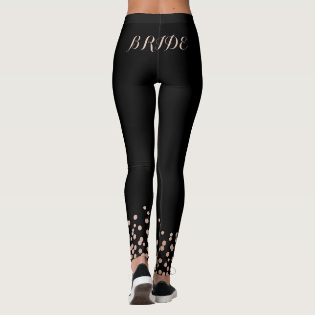 Leggings Rosa de novias Purpurina de oro Piernas negras (Reverso)