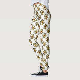 Leggings ROSA DE ORO CON RUBO ROJO,Patrón blanco