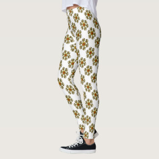 Leggings ROSA DE ORO CON RUBO ROJO,Patrón blanco