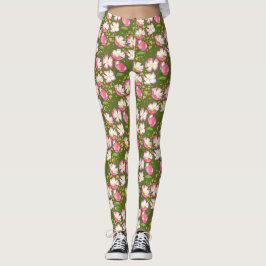 Leggings rosa de perro romántico de mano