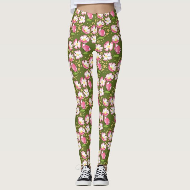 Leggings rosa de perro romántico de mano (Anverso)