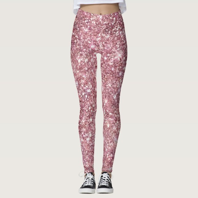 Leggings Rosa de piernas purpurina (Anverso)