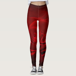 Leggings Rosa De Sangre Roja Profunda En Negro