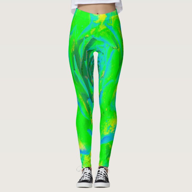 Leggings Rosa de Sedum Suculenta Chartreuse Verde Lima (Anverso)