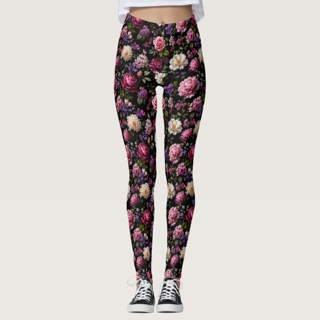 Leggings Rosa de terciopelo negro (Anverso)