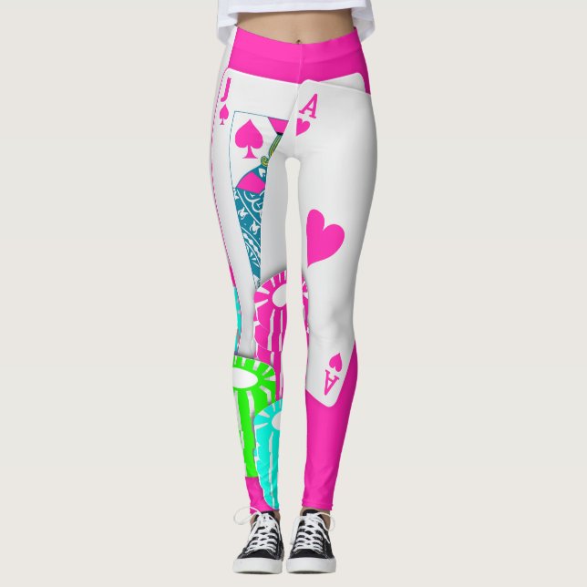 Leggings Rosa del póker de la veintiuna del juego de (Anverso)