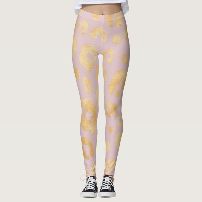 Leggings Rosa dorado Cheetah Animal Print (Anverso)