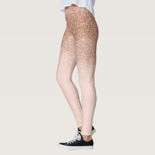 Leggings Rosa Dorado Glam Brillo Destello Ombre Moderno