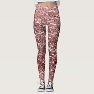 Leggings Rosa Dorado Líquido Cromo Metalizado Metálico