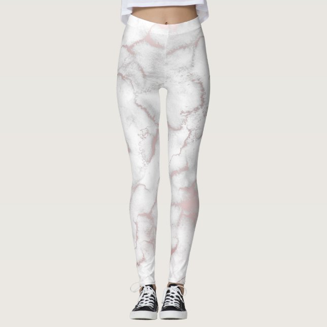 Leggings Rosa Dorado Mármol Moderno Chic de Moda (Anverso)