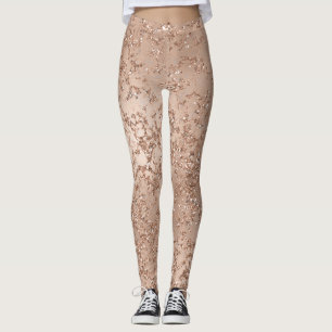 Leggings Rosa Dorado Rubor Rosa Glam Brillo Crujido Chic
