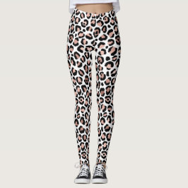 Leggings Rosa Dorado y Estampado de Leopardo Negro Estampad