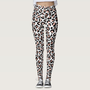 Leggings Rosa Dorado y Estampado de Leopardo Negro Estampad