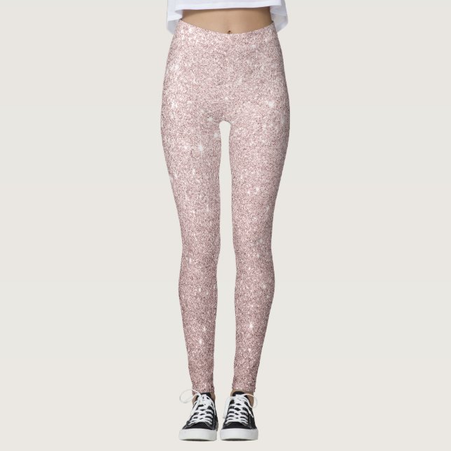 Leggings rosa elegante purpurina de oro (Anverso)