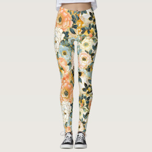Leggings Rosa floral japonés y piernas de oro