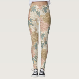Leggings Rosa floral japonés y piernas de oro
