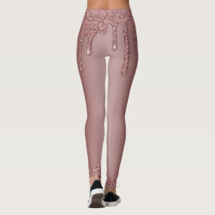 Leggings Rosa Girly Gold Sparkle Purpurinas Dris Monograma