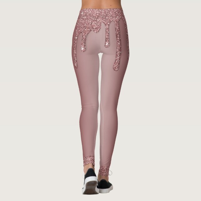 Leggings Rosa Girly Gold Sparkle Purpurinas Dris Monograma (Reverso)