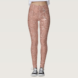 Leggings Rosa Gold Faux Metallic Geométrico Patterado
