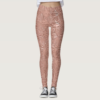 Leggings Rosa Gold Faux Metallic Geométrico Patterado