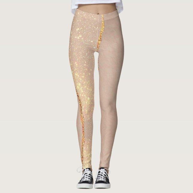 Leggings Rosa Gold Purpurina de lujo (Anverso)