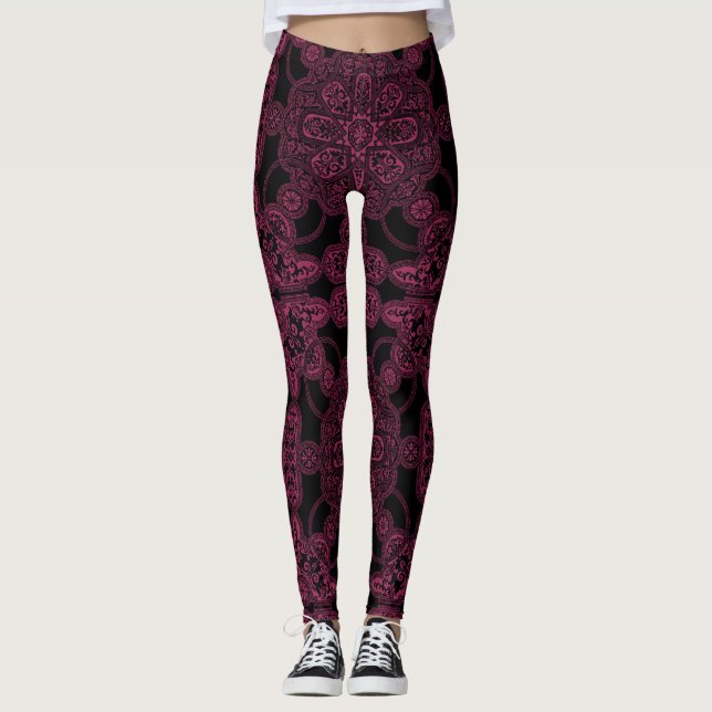 Leggings Rosa intenso y persa negro (Anverso)