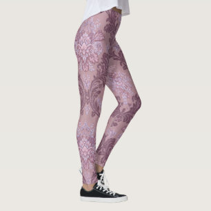 Leggings Rosa Lavanda Polvorienta Lila Mauve Damask Elegant