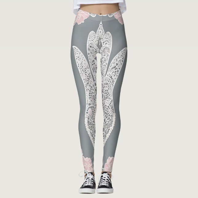 Leggings Rosa ligero sobre arte de Lace AI (Anverso)