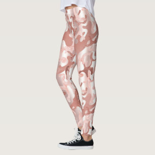 Leggings Rosa metálico Purpurina dorado Marble rosa Camo I