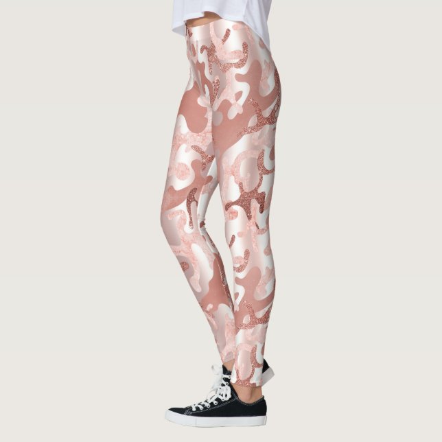 Leggings Rosa metálico Purpurina dorado Marble rosa Camo Im (Izquierda)
