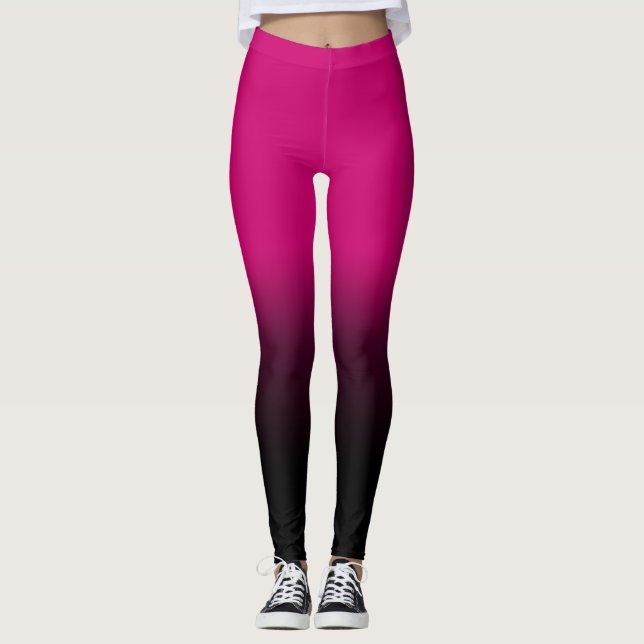 Leggings Rosa moderno, polainas negras elegantes (Anverso)