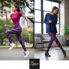Leggings Rosa neón púrpura Glitch franja diagonal