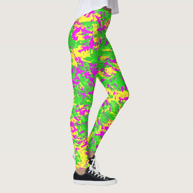 Leggings Rosa neón roto y lima amarilla (Derecha)
