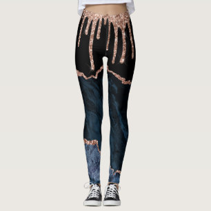 Leggings Rosa Oro Purpurina de Rubor, Navy Black